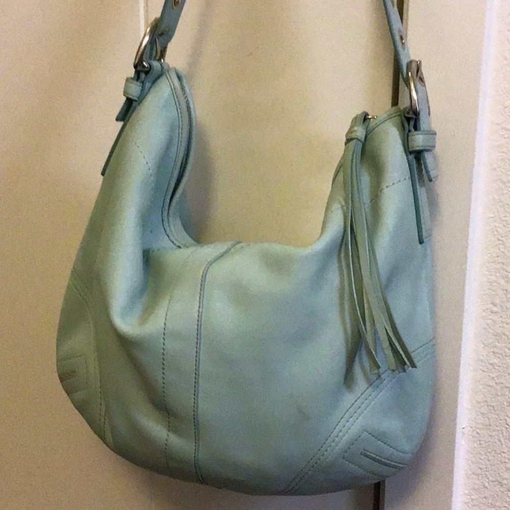 Mint Green Leather Hobo Bag